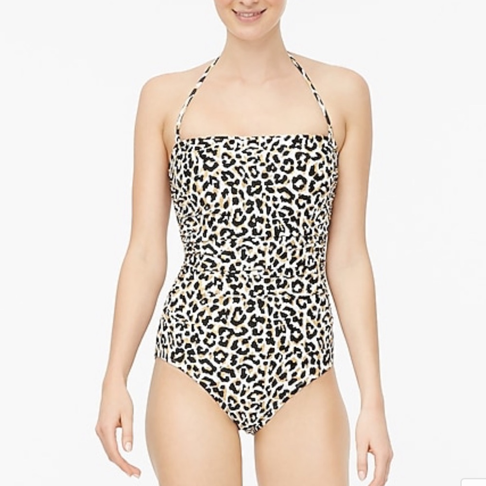 J. Crew Strapless onepiece leopard swimsuit